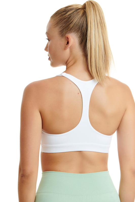 ewf white v-neck training sports bras